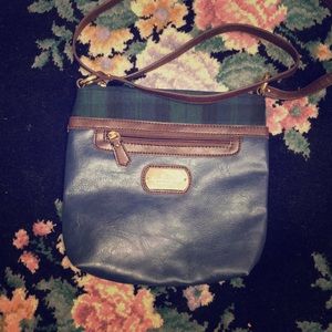 Crossbody bag navy blue with a little bit of brown
